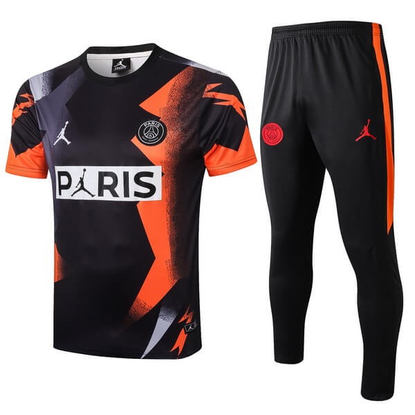 Trainingsshirt Paris Saint Germain Komplett Set 2019-20 Orange Schwarz Fussballtrikots Günstig